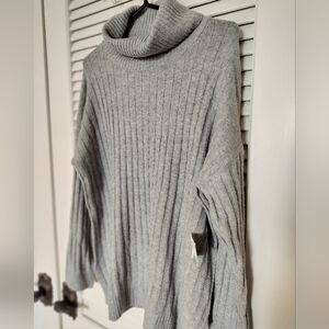 Forever 21 Women's Heather Grey Turtleneck Sweater Side Slits Size XL